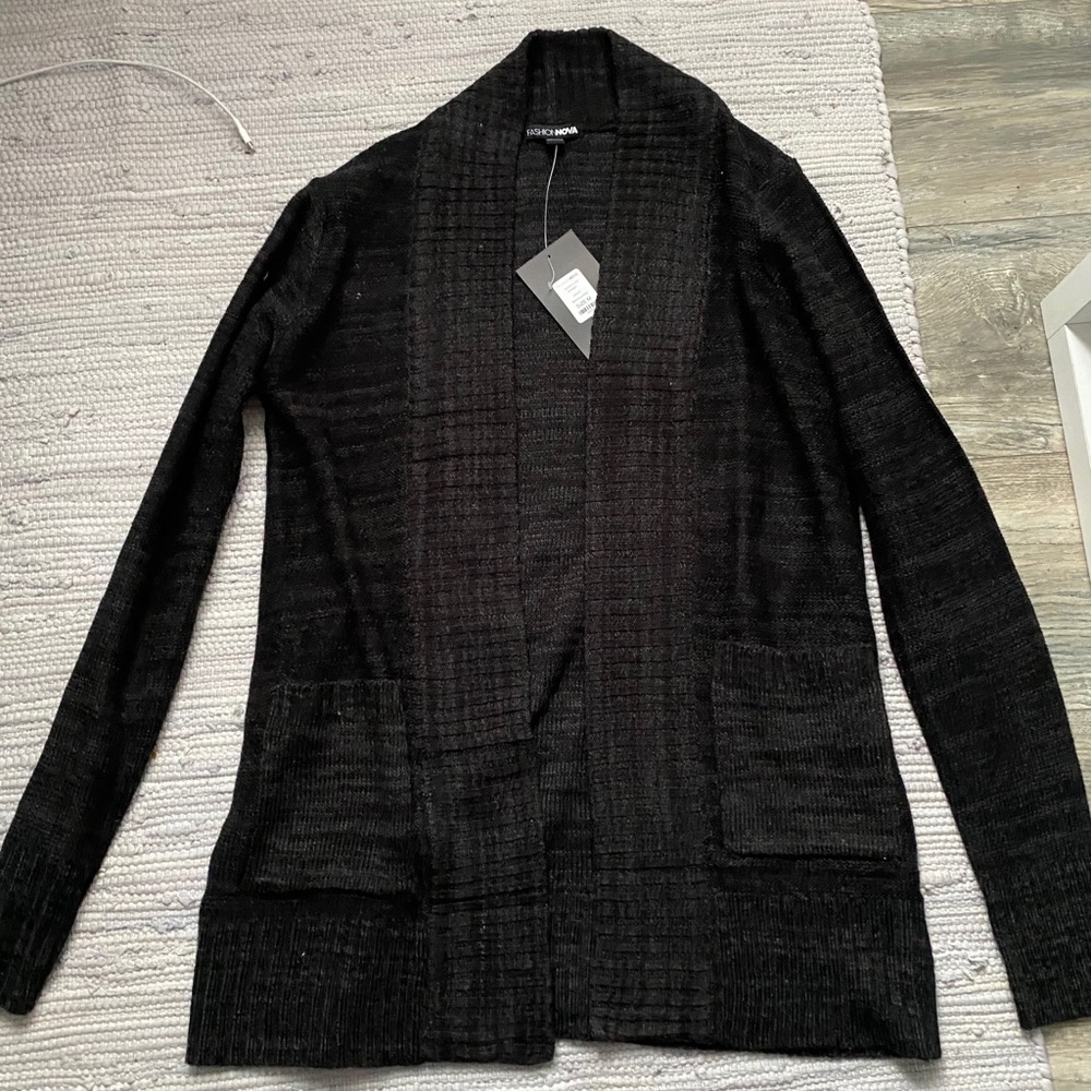 Heather Black Knit Cardigan